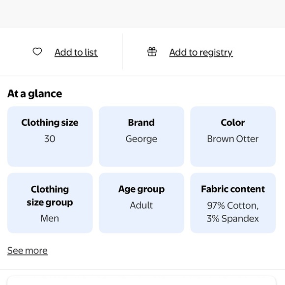 George Men's and Big Men's Stretch Twill Flat Front Shorts, 9" Inseam, Size 30” - Picture 8 of 8